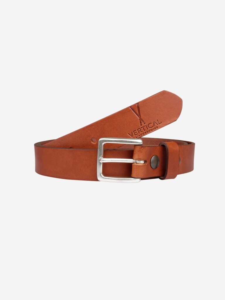 ccbiverticognac Pierrot - Ceinture en cuir Cognac à boucle interchangeable Pierrot x Vertical – 90