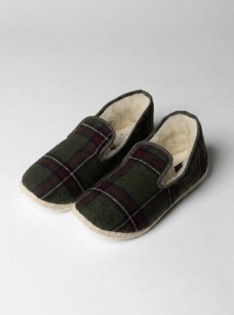 Maison Solfin - Charentaises homme carreaux vert kaki – 44