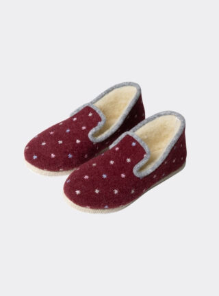 Charentaises femme laine rouge bordeaux par la marque MAISON SOLFIN MAISON SOLFIN - Charentaises femme laine rouge bordeaux
