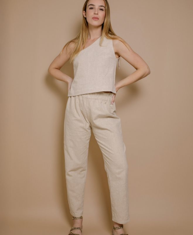 April & C. - Pantalon Cléa - Lin sable – xl