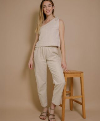Pantalon Cléa – Lin sable par la marque April et C April et C - Pantalon Cléa – Lin sable