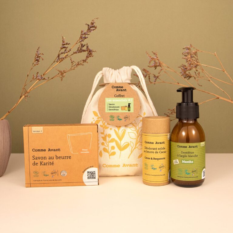 Comme Avant - Coffret les essentiels – #2 - Savon karité - Déodorant citron - Dentifrice menthe