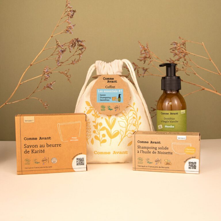 Comme Avant - Coffret les essentiels – #2 - Savon karité - Déodorant citron - Dentifrice menthe