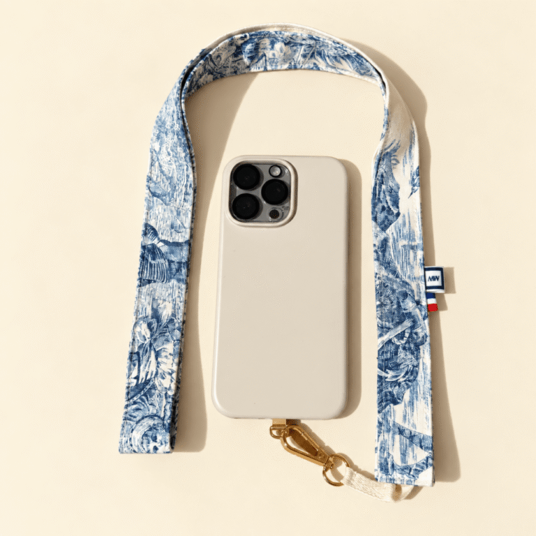 Maison Mallow - Cordon de téléphone Toile de Jouy Bleue