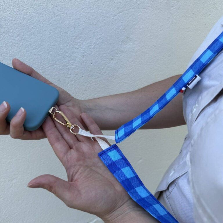 Maison Mallow - Cordon de téléphone Vichy Bleu
