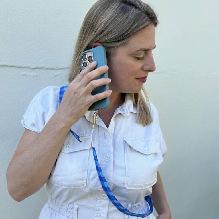 Maison Mallow - Cordon de téléphone Vichy Bleu