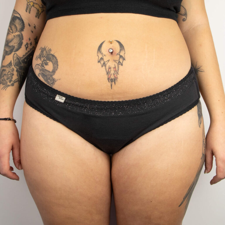 Comme Avant - Culotte menstruelle détachable en coton bio - Version 1 – 3 culottes menstruelles + 1 pochette offerte / Dentelle / Taille 3 - Flux abondant