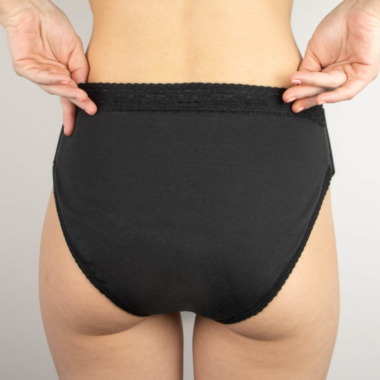 Comme Avant - Culotte menstruelle détachable en coton bio - Version 1 – 3 culottes menstruelles + 1 pochette offerte / Dentelle / Taille 3 - Flux abondant