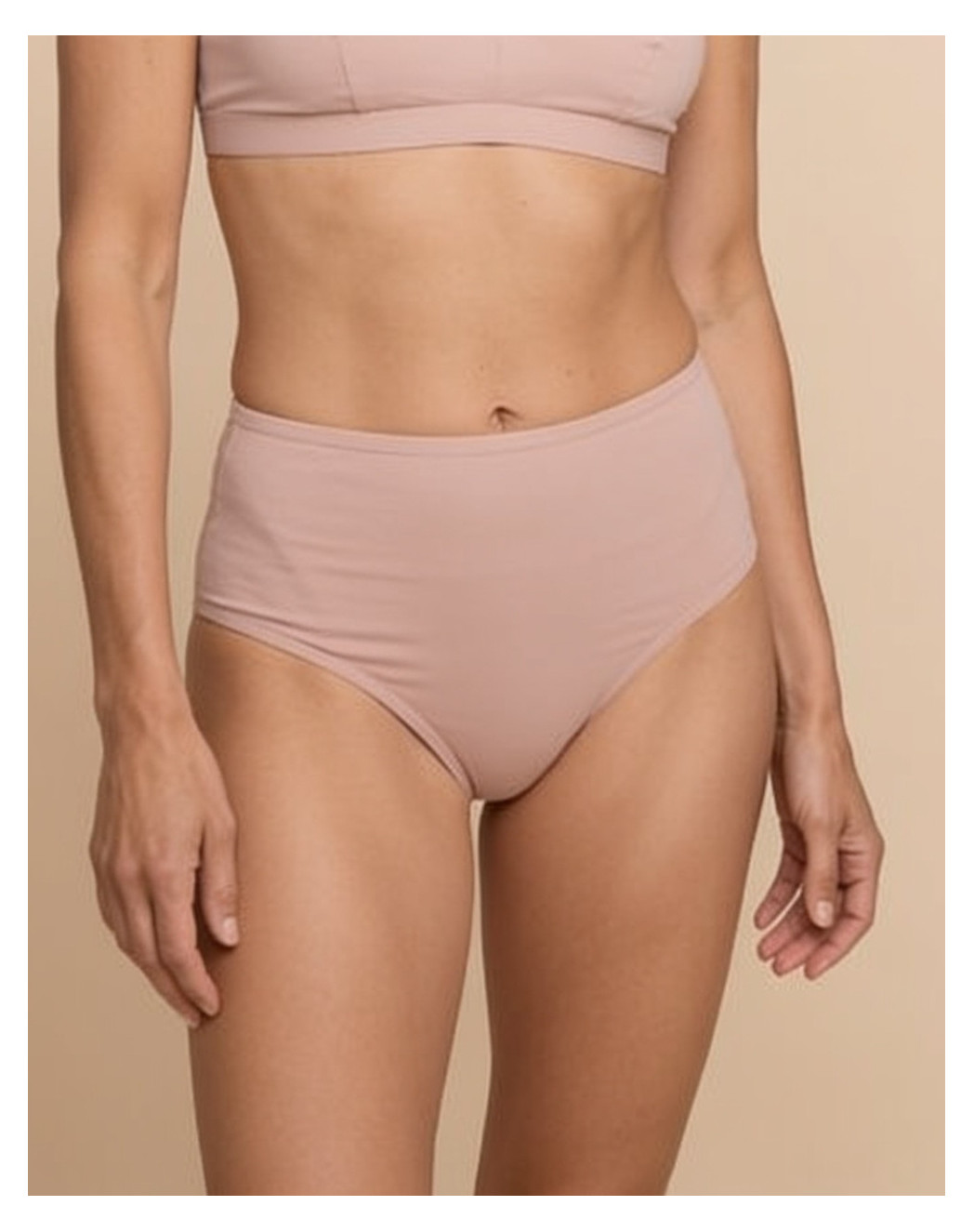 culotte taille haute en coton bio rose argile Rose poudré
