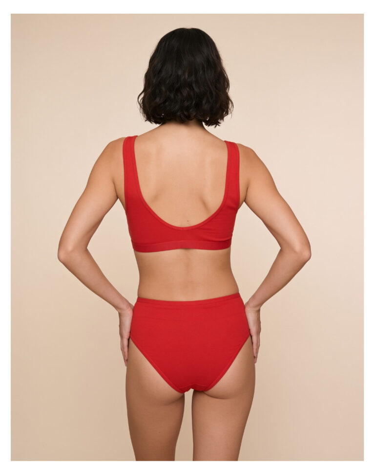 Maison Lemahieu - Culotte taille haute en Coton BIO - Rouge Vif – 2XL