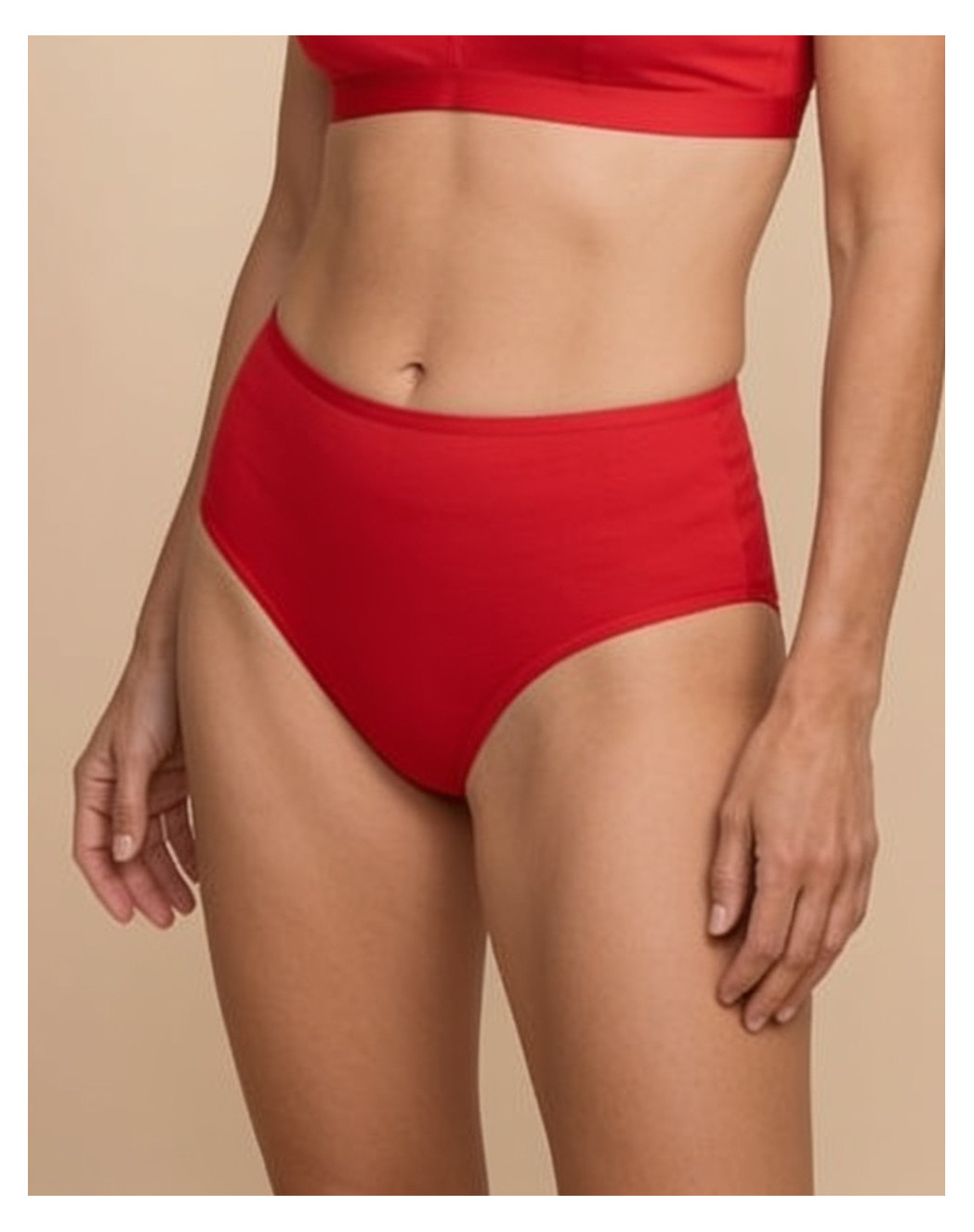 culotte taille haute en coton bio rouge vif Rouge Vif