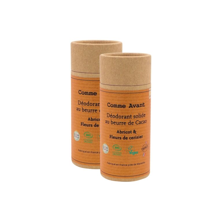 Comme Avant - Déodorant solide abricot & fleurs de cerisier - Version 3 – Lot de 2 recharges