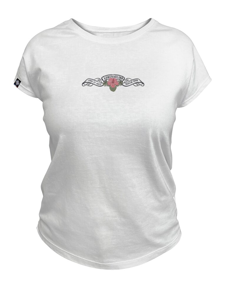 Adrenagliss - HIBISCUS - TEE SHIRT FEMME FABRIQUÉ EN FRANCE EN COTON BIO – Blanc