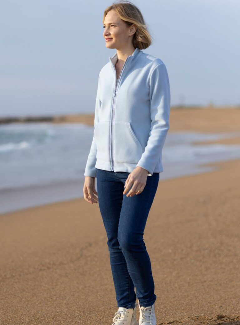 Maison Solfin - Veste polaire femme coton polyester bleu ciel – 5