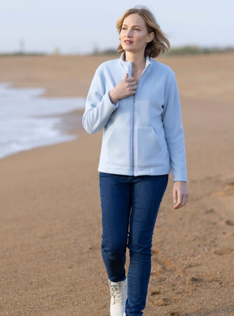 Maison Solfin - Veste polaire femme coton polyester bleu ciel – 5
