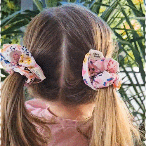 Comme Avant - Chouchou cheveux en coton - Version 1 – Lot Grand + Petit format / Fleurs bleues