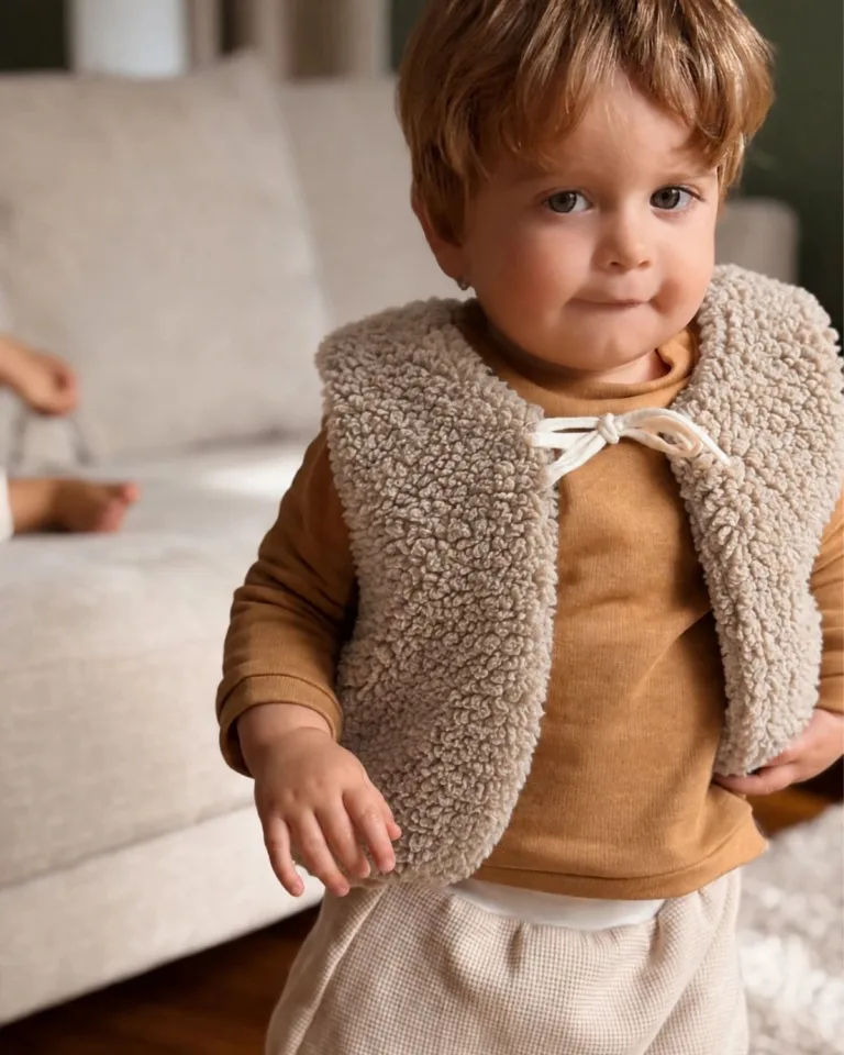 Petit Pote - Gilet sans manches réversible / Coton bio – 3-4 ans / Marron