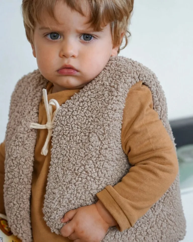 Petit Pote - Gilet sans manches réversible / Coton bio – 3-4 ans / Marron