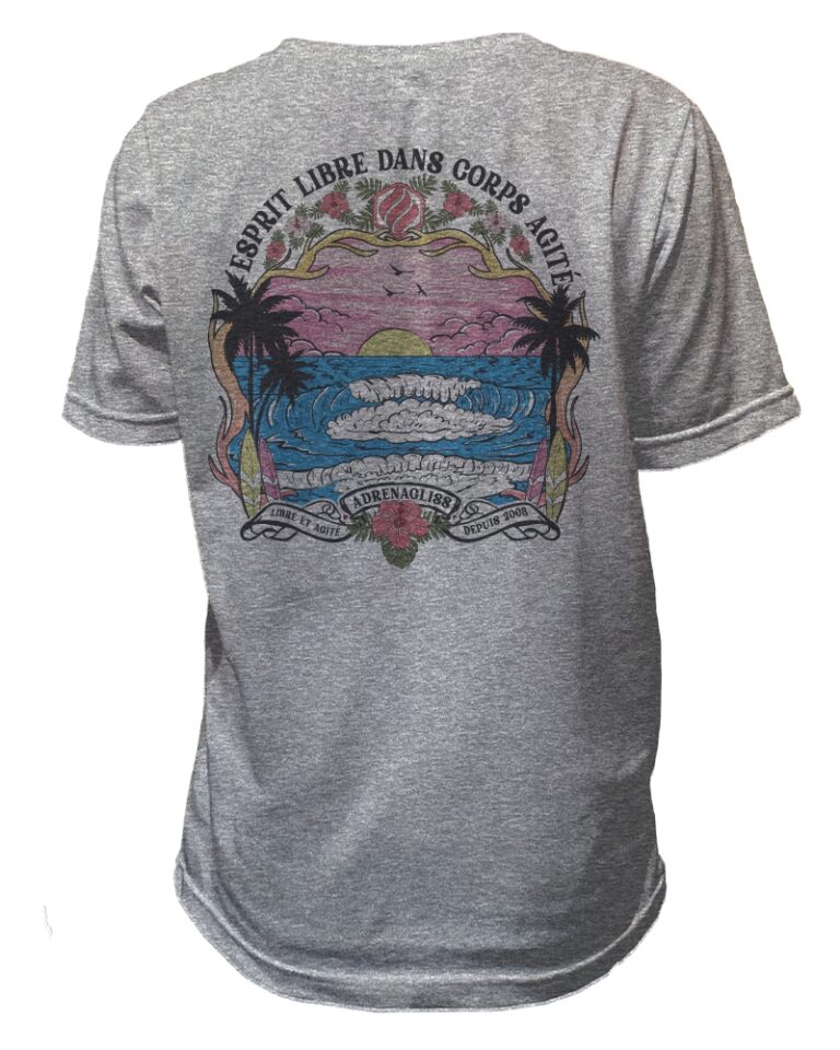 Adrenagliss - HIBISCUS - TEE SHIRT ENFANT FABRIQUÉ EN FRANCE EN COTON BIO – Gris chiné