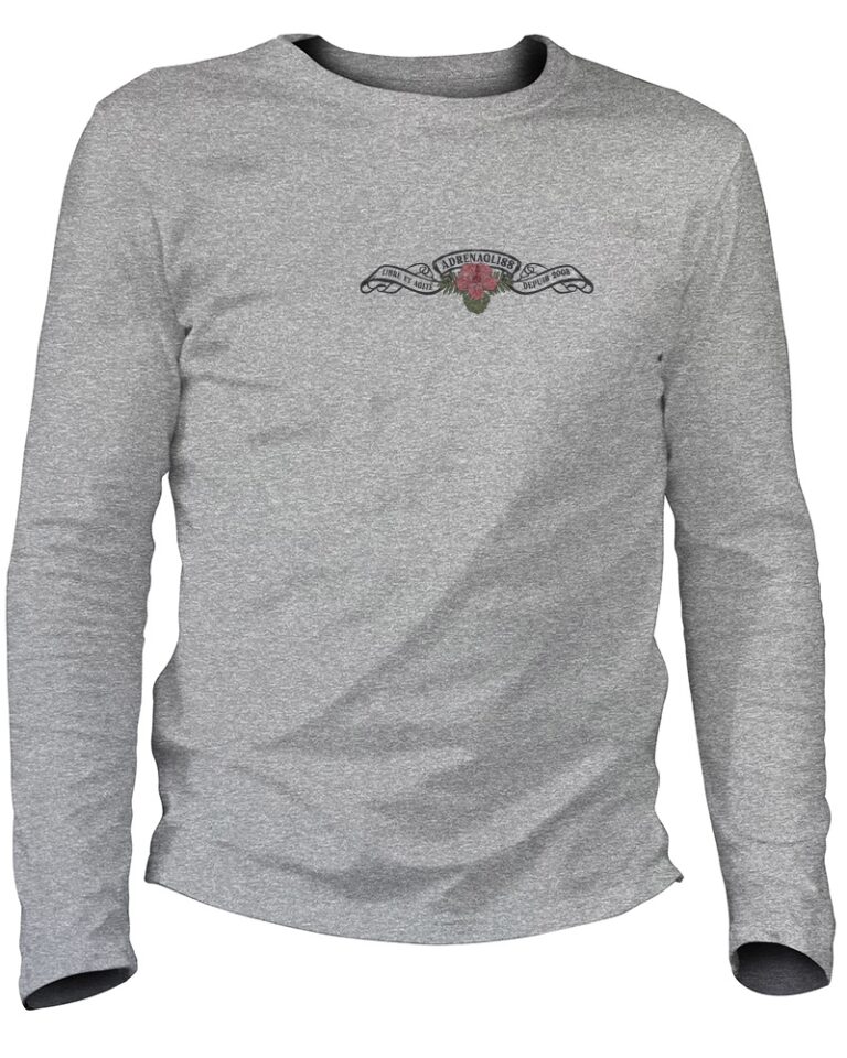 Adrenagliss - HIBISCUS - TEE SHIRT MANCHES LONGUES HOMME FABRIQUÉ EN FRANCE EN COTON BIO – Gris chiné
