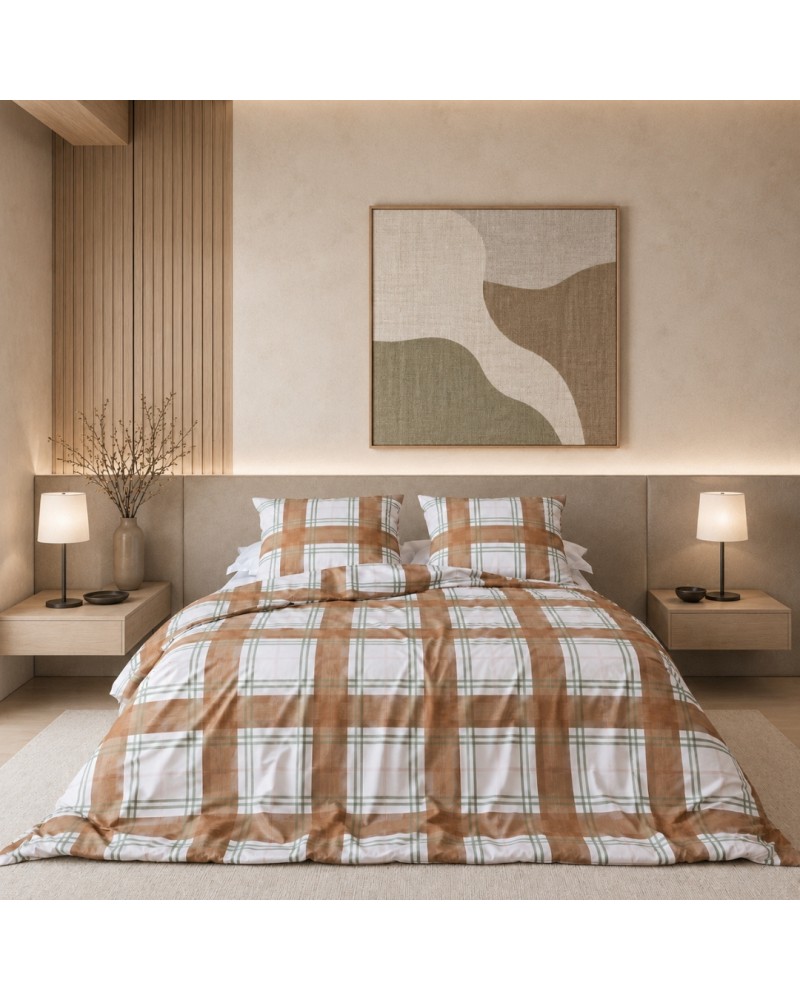 housse de couette en percale imprimee terre vosgienne Blanc de Gerardmer - Housse de couette en Percale imprimée Terre Vosgienne
