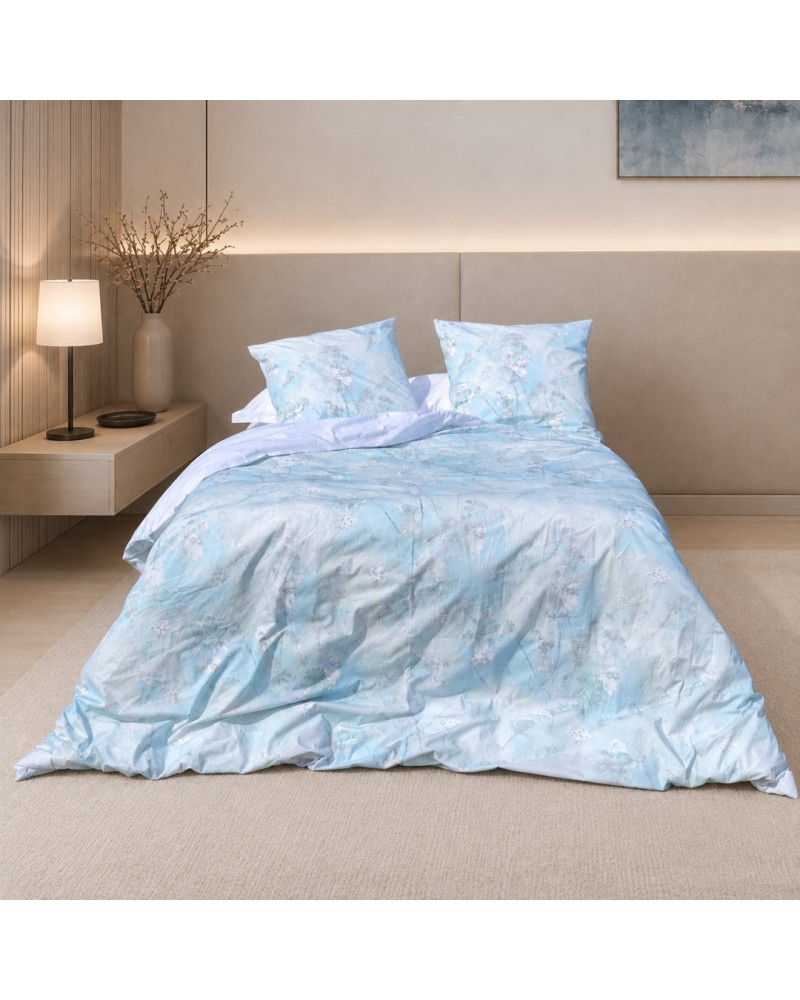 housse de couette en percale imprimee terre vosgienne 1 6 Blanc de Gerardmer - Housse de couette en Percale imprimée Fleur givrée