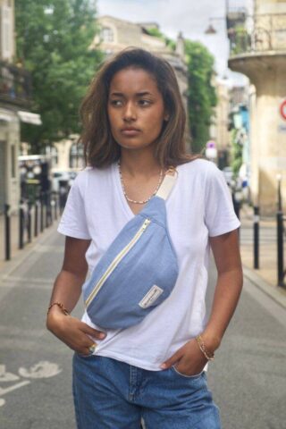 Sac Banane Lin Bleu par la marque MAISON MALLOW MAISON MALLOW - Sac Banane Lin Bleu