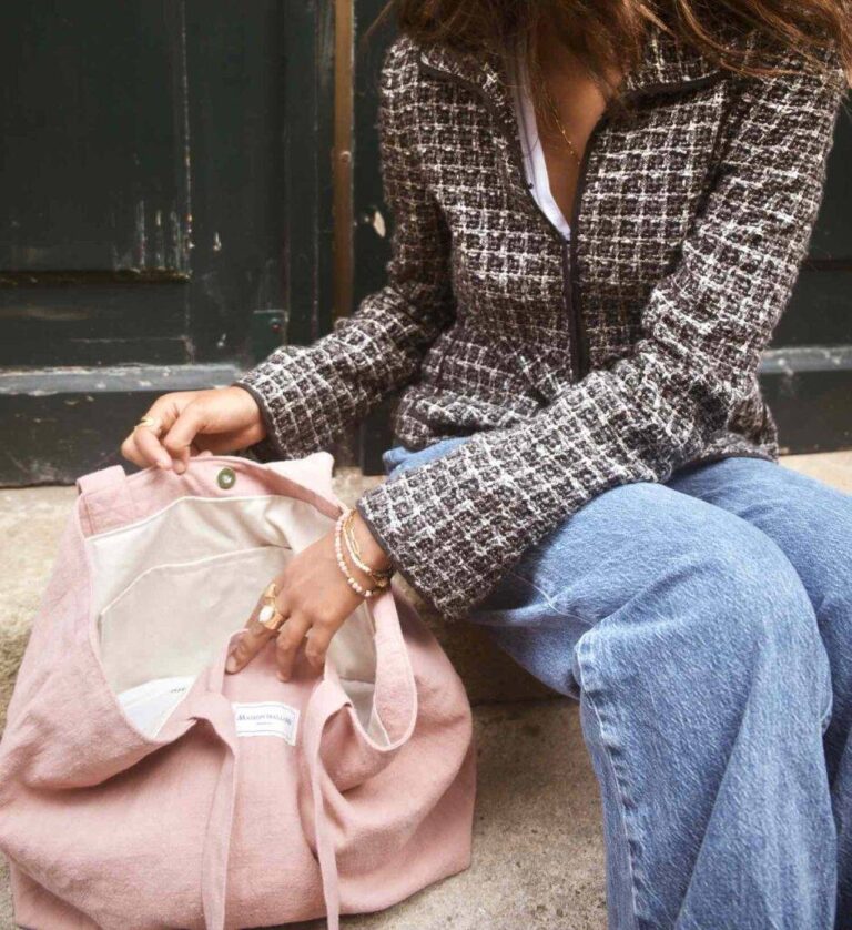 Maison Mallow - Sac Cabas Medium Lin Rose