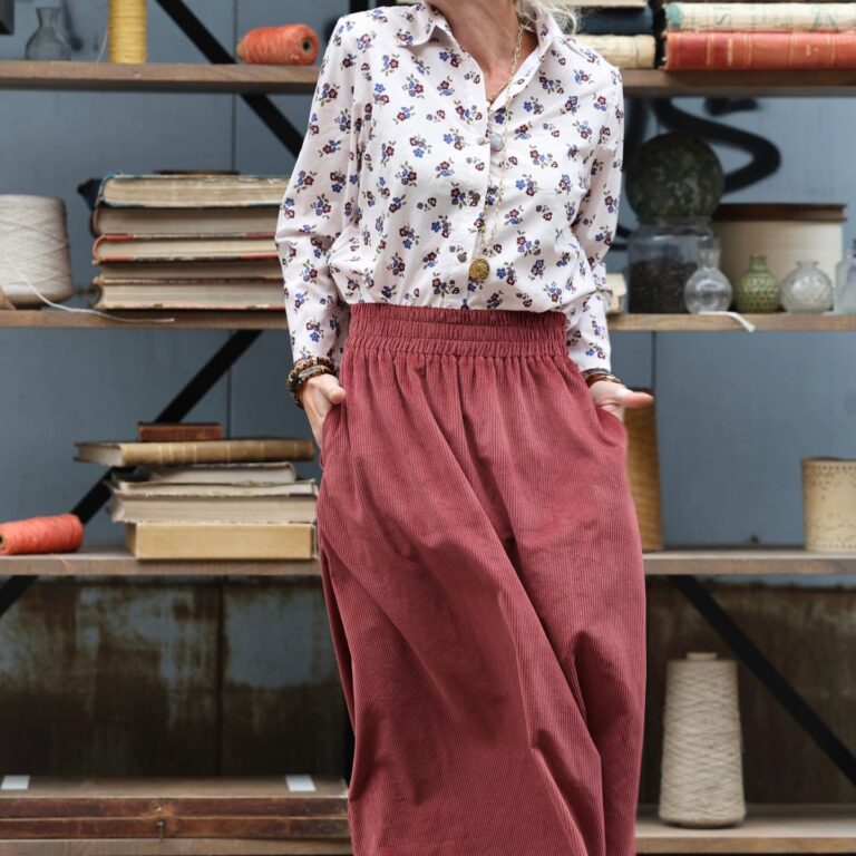 Quintessence - Jupe Tao — Velours côtelé terracotta – XXXL