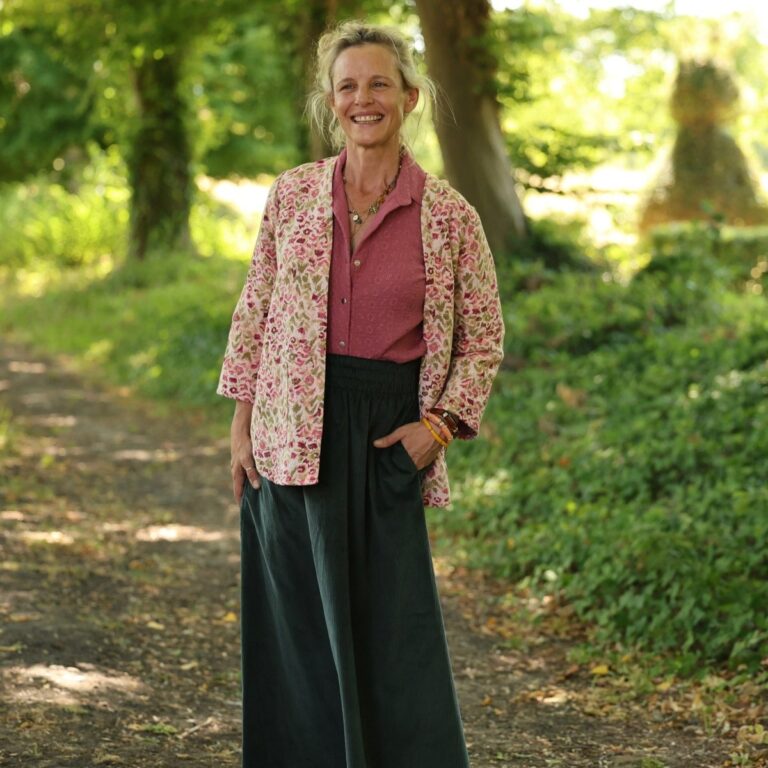 Quintessence - Jupe Tao — Velours côtelé vert anglais – XXXL