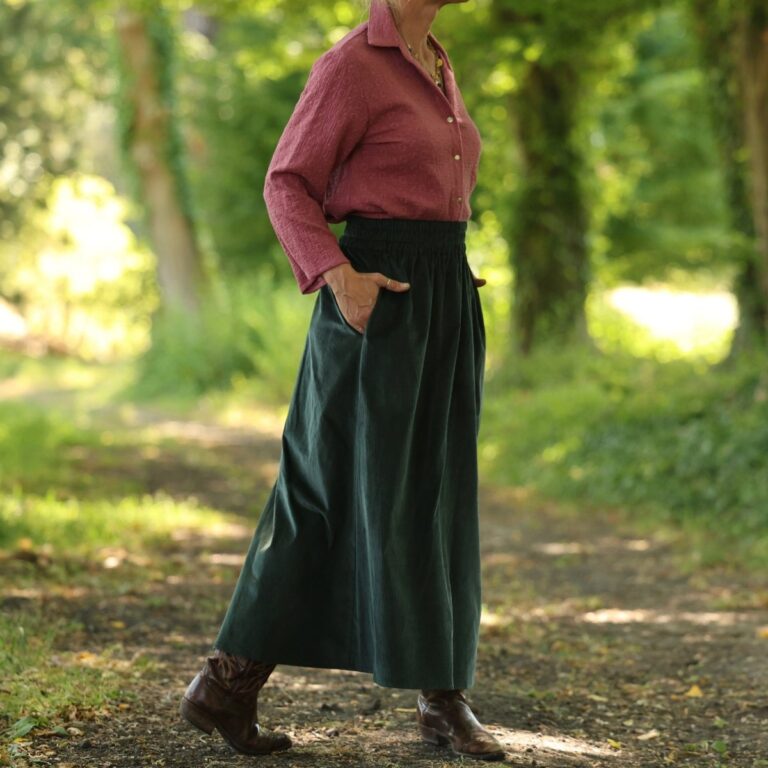 Quintessence - Jupe Tao — Velours côtelé vert anglais – XXXL
