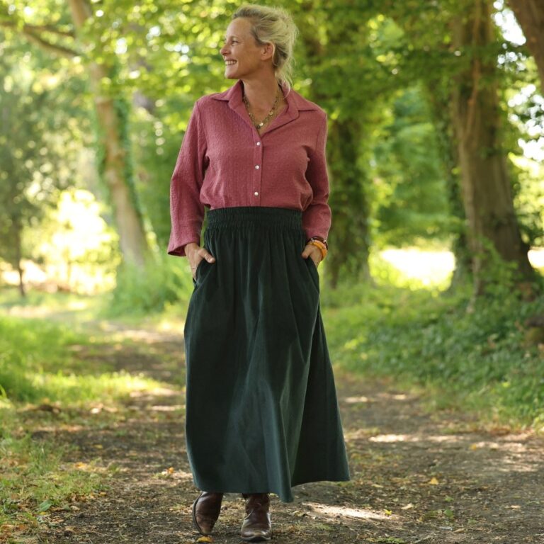Quintessence - Jupe Tao — Velours côtelé vert anglais – XXXL
