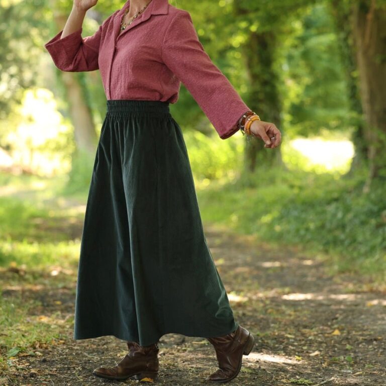 Quintessence - Jupe Tao — Velours côtelé vert anglais – XXXL