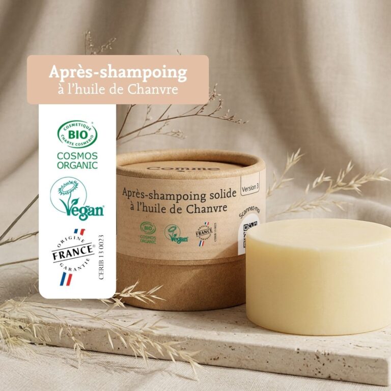 Comme Avant - Après-shampoing solide à l'huile de chanvre - Version 3 – Pain d'après-shampoing - 150g / Lait de Coco & Figue