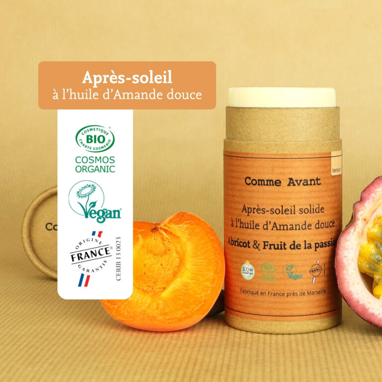 Comme Avant - Après-soleil solide à l’huile d’Amande douce - Version 2 – 1 après-soleil - 70g / Abricot & Fruit de la passion