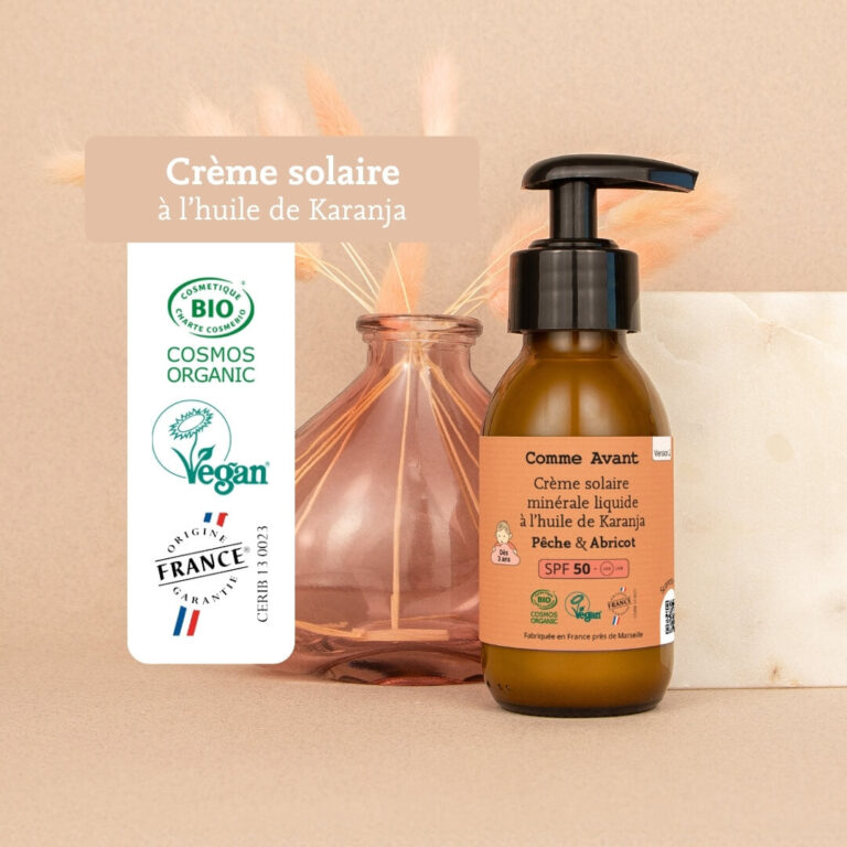 Comme Avant - Crème solaire SPF50 minérale liquide à l'huile de karanja - Version 2 – 1 crème solaire - 90ml / Monoï & Musc