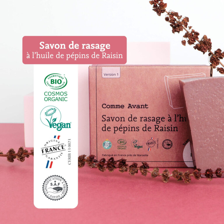 Comme Avant - Savon de rasage à l'huile de pépins de raisin - Version 1 – 1 savon - 100g