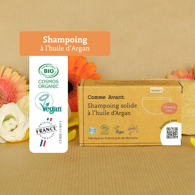 Comme Avant - Shampoing solide cheveux secs ou abimés à l'huile d'argan - Version 2 – 1 demi-pain - 210g