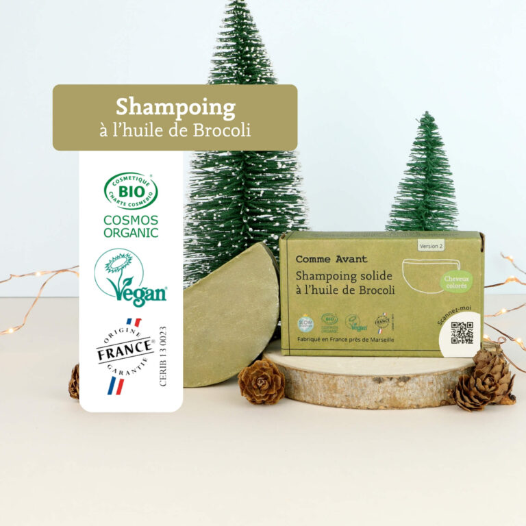 Comme Avant - Shampoing solide cheveux colorés ou bouclés à l'huile de brocoli - Version 2 – 1 demi-pain - 210g