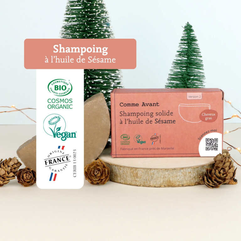 Comme Avant - Shampoing solide cheveux gras à l'huile de sésame - Version 2 – 1 demi-pain - 210g