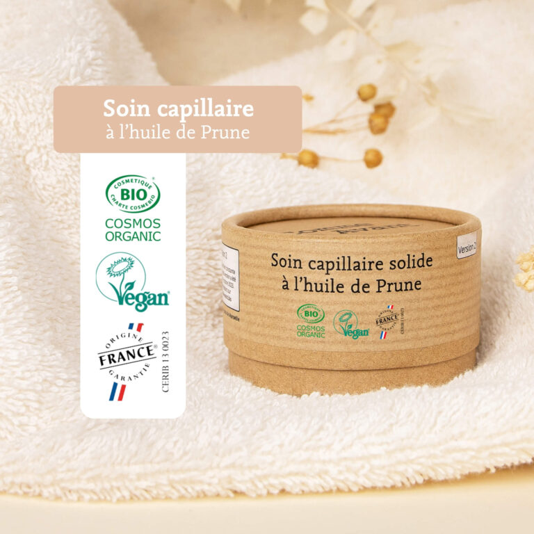 Comme Avant - Soin capillaire solide à l'huile de prune - Version 2 – 1 soin capillaire - 50g / Pêche & Vanille
