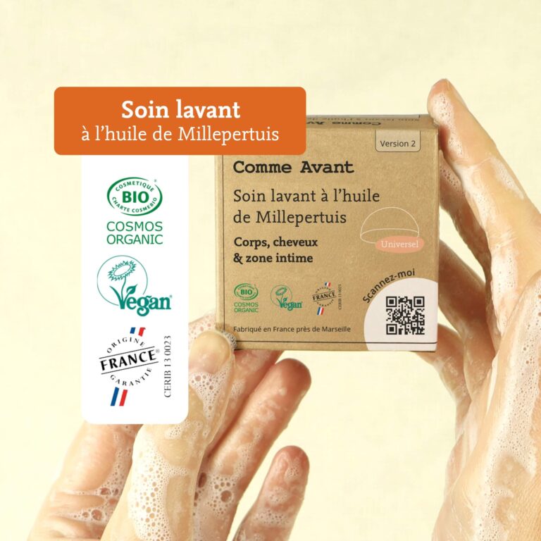 Comme Avant - Soin lavant hygiène intime solide à l’huile de Millepertuis - Version 2 – 1 soin lavant intime - 50g