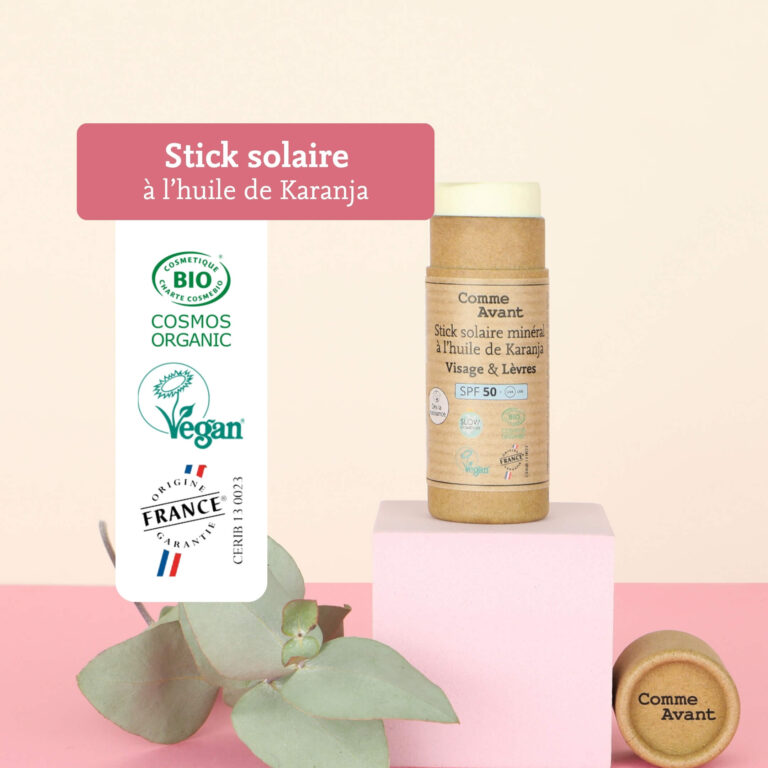 Comme Avant - Stick solaire SPF50 minéral solide à l'huile de karanja - Version 3 – 1 stick solaire - 25g