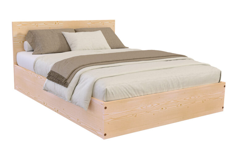 ABC MEUBLES - Lit coffre 2 places en bois avec tête de lit - 140x190