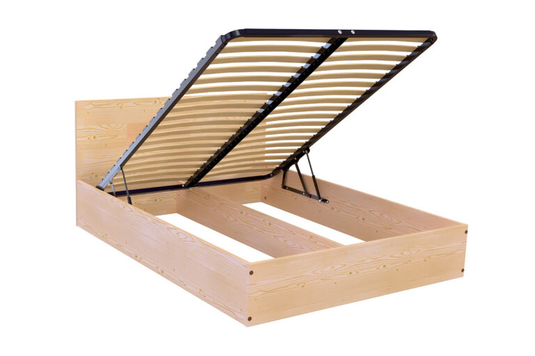 ABC MEUBLES - Lit coffre 2 places en bois avec tête de lit - 140x200
