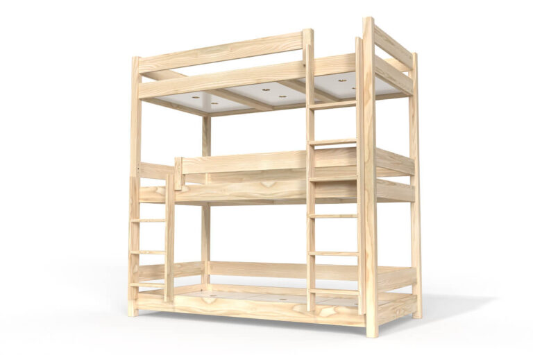 ABC MEUBLES - Lit superposé 3 places 80x200 en bois massif ABC