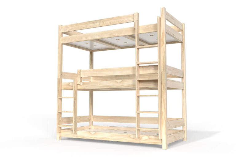 ABC MEUBLES - Lit superposé 3 places 80x200 en bois massif ABC