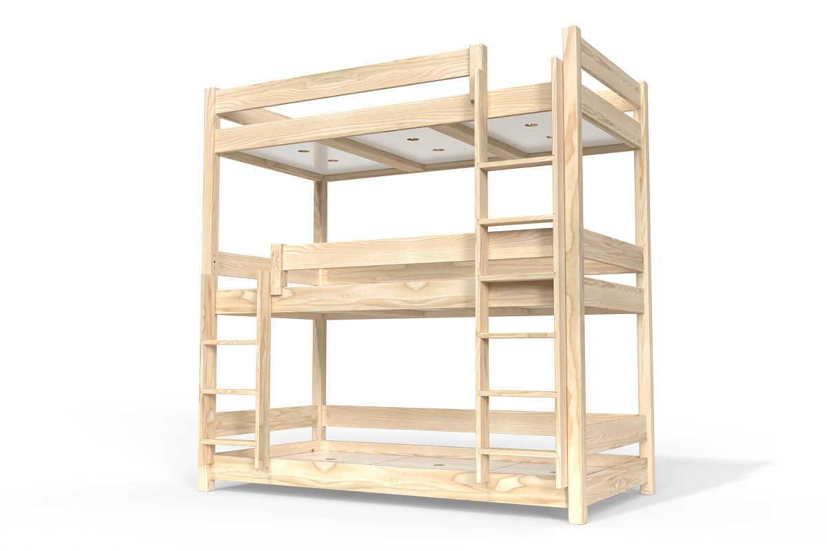 lit superpose abc 3 places en bois massif 90x200 1 ABC MEUBLES - Lit superposé 3 places 90x200 en bois massif ABC