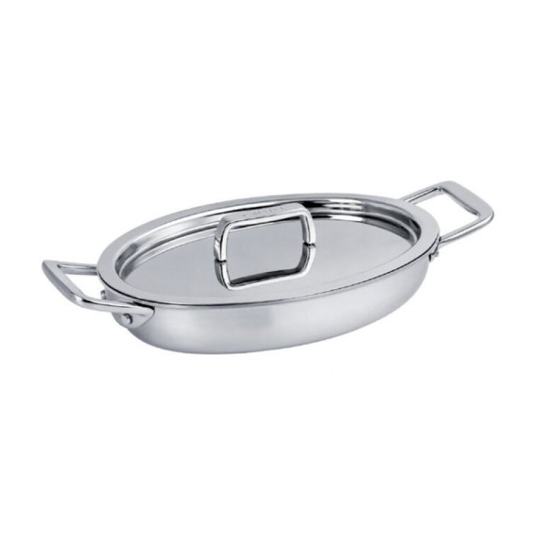 mini plat ovale cristel castel pro en inox 15cm avec couvercle CRISTEL - Mini plat ovale CRISTEL Castel Pro en inox 15cm avec couvercle