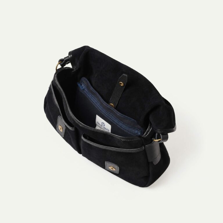 Bleu De Chauffe - Musette du Pêcheur S / Cuir Velours - Noir